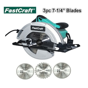 Sierra circular FastCraft 21A POTENCIA PICO 5800RPM + 3 hojas de sierra de 7-1/4&quot; - Sierra circular con cable PRO