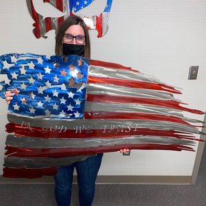 Custom Powder Coated Tattered American Flag