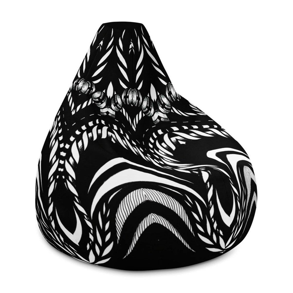 Black and White Bean Bag Chair Cover. Handmade Abstract Etsy