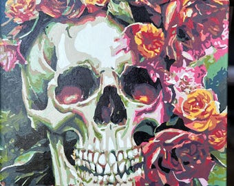 Handpainted Acrylic Art (16x20) Skull