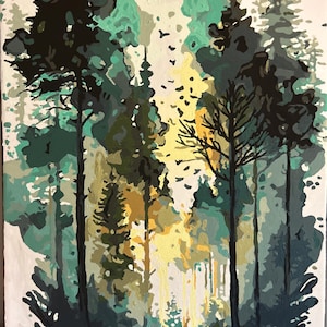 Handpainted Acrylic Art (16x20) Trees