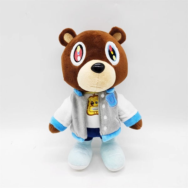Custom Made Inspired by Kanye West Merch College Dropout Bear Yeezy Jesus is King Donda Embroidered Stuffed Plush Toy Brown Safety Bear