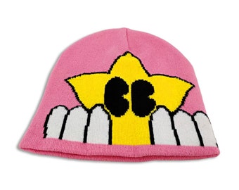 Bonnet d'hiver graphique Streetwear en tricot Star Emoji pour homme et femme rose