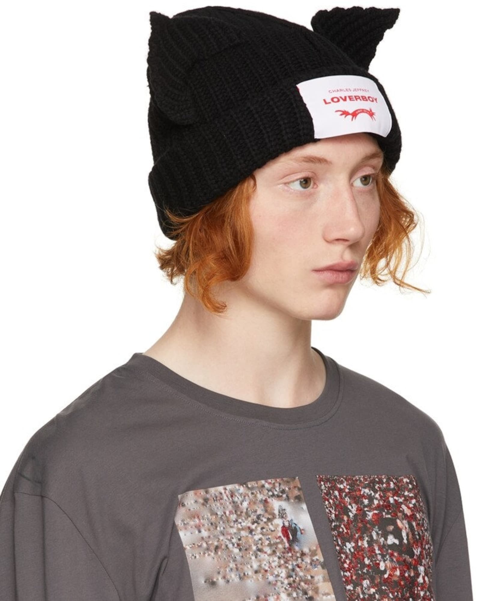 Charles Jeffrey Loverboy Chunky Cat Ears Knitted Beanie Black - Etsy