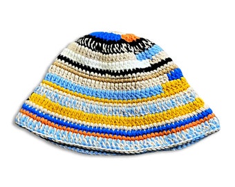 Bob au crochet, bonnet streetwear en tricot, personnalisé Y2K, chapeau unisexe pour homme et femme, multicolore III