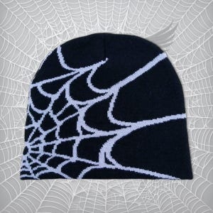 Vintage Brand New Y2K Black & White Abstract Graphic Beanie