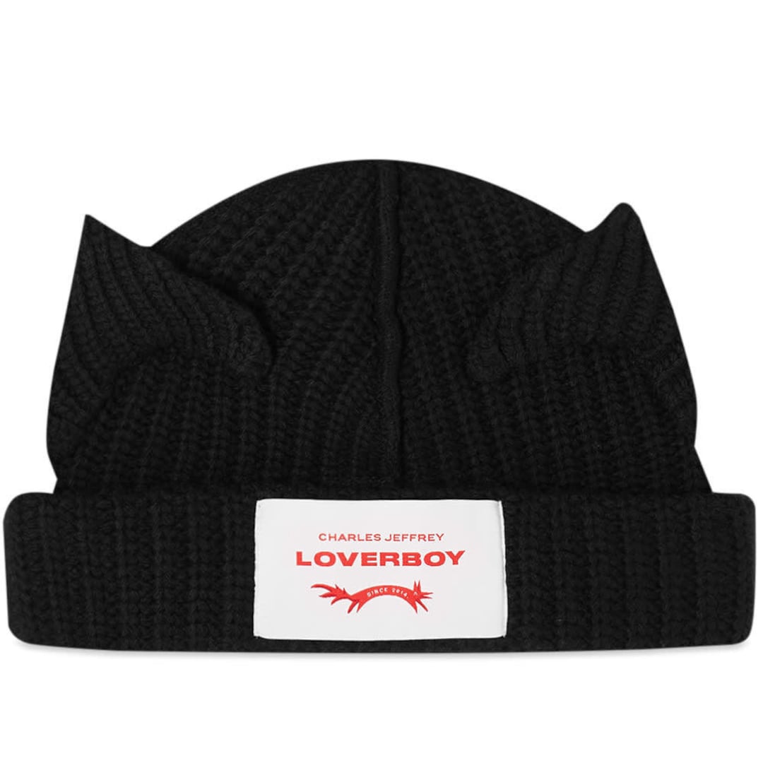 Charles Jeffrey Loverboy Chunky Cat Ears Knitted Beanie Black Etsy