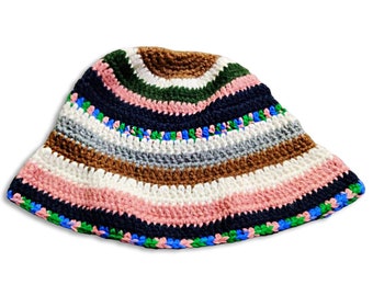 Bob au crochet, bonnet streetwear en tricot, personnalisé Y2K, chapeau unisexe pour homme et femme multicolore