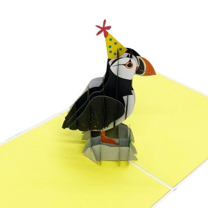 Carte pop-up macareux - Joyeux anniversaire