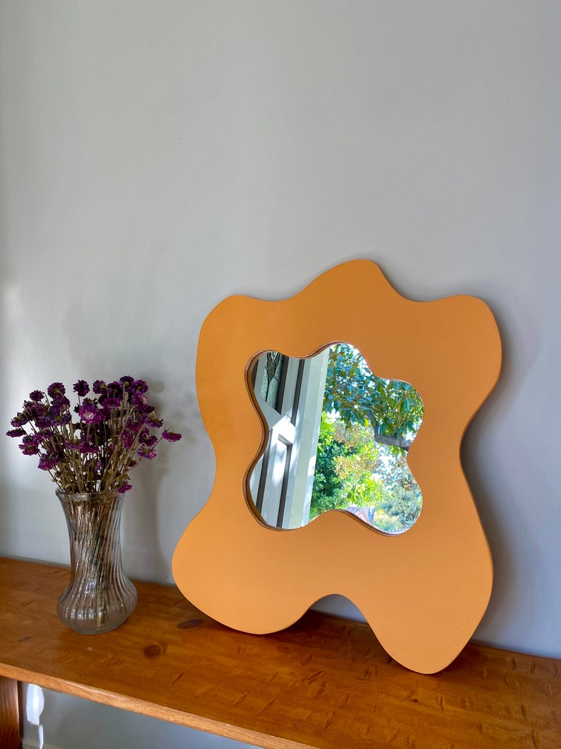 Irregular/asymmetrical Curvy Mirror With Wall Mount Etsy
