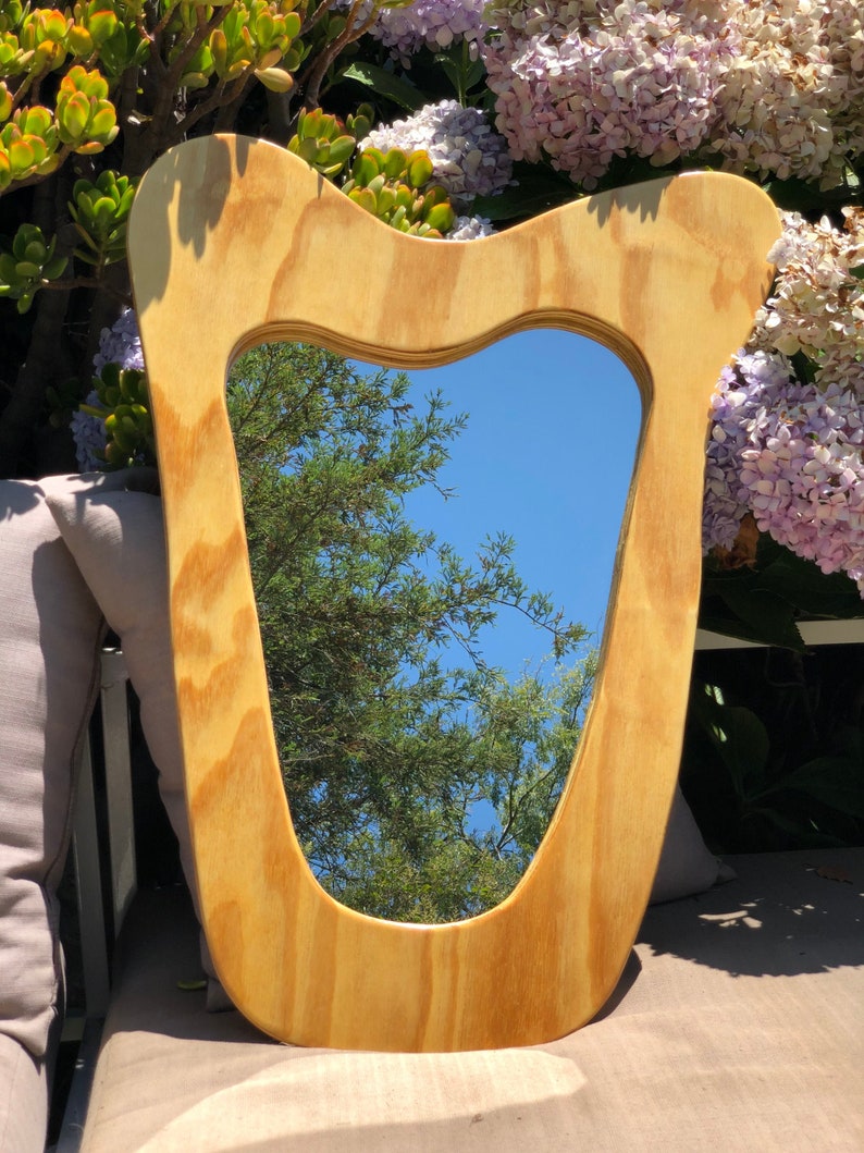 Midcentury Asymmetrical Wood Framed Mirror Etsy