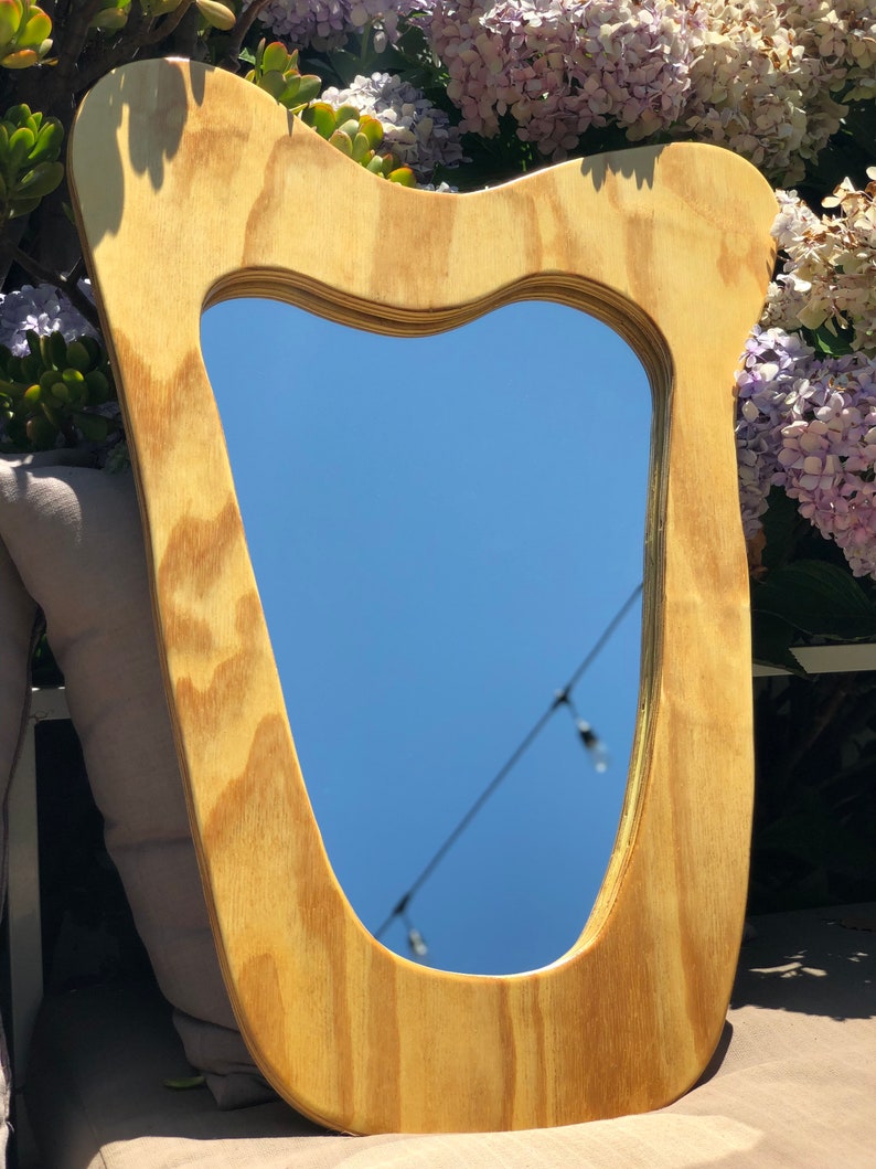 Midcentury Asymmetrical Wood Framed Mirror Etsy