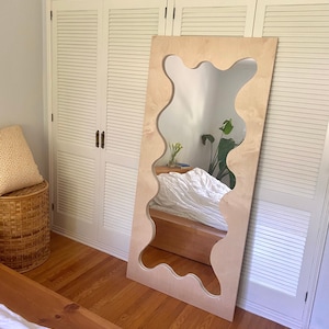 Natural curvy/wavy full lenght floor wood mirror