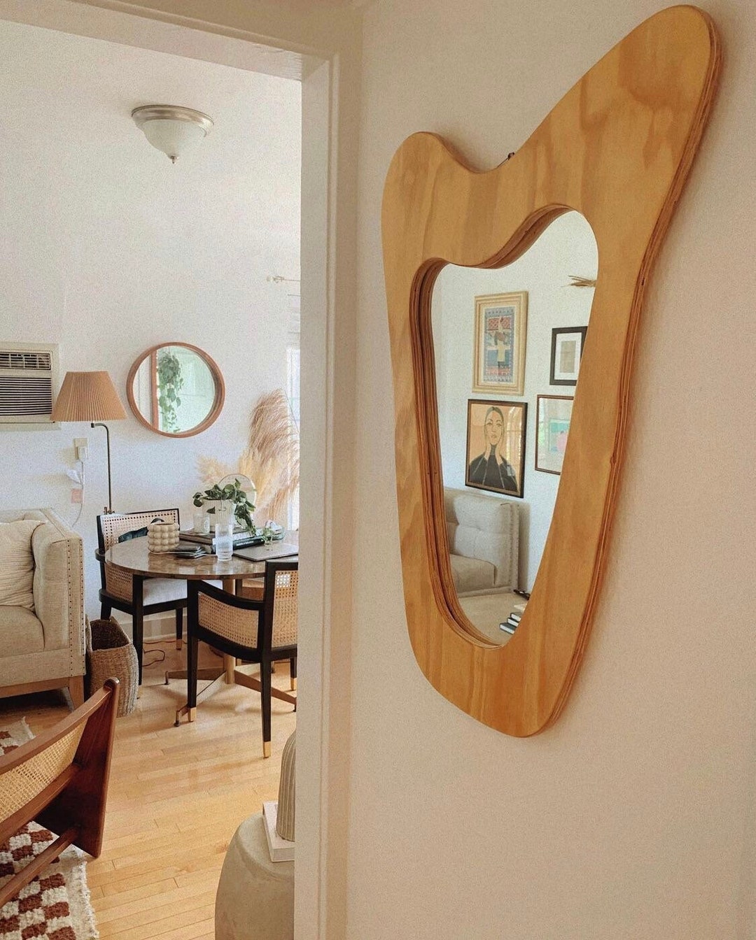 Midcentury Asymmetrical Wood Framed Mirror Etsy