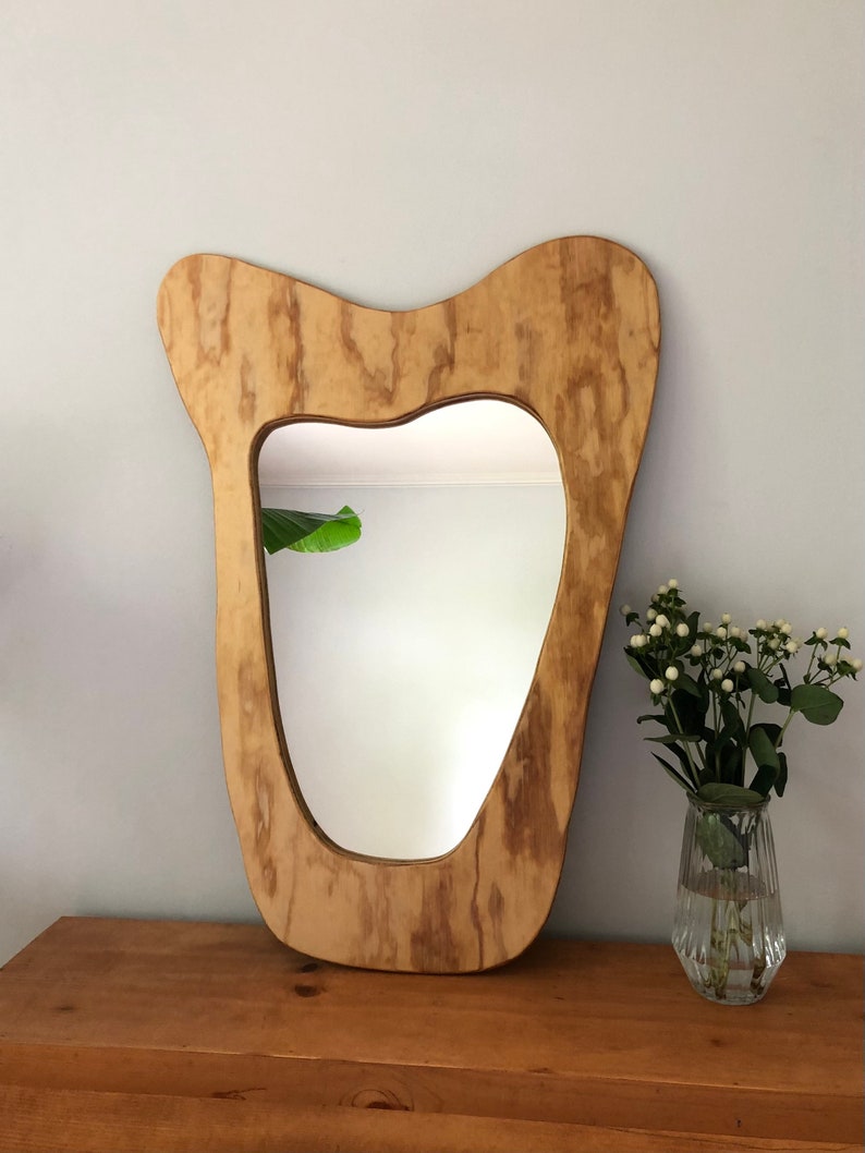 Midcentury Asymmetrical Wood Framed Mirror Etsy