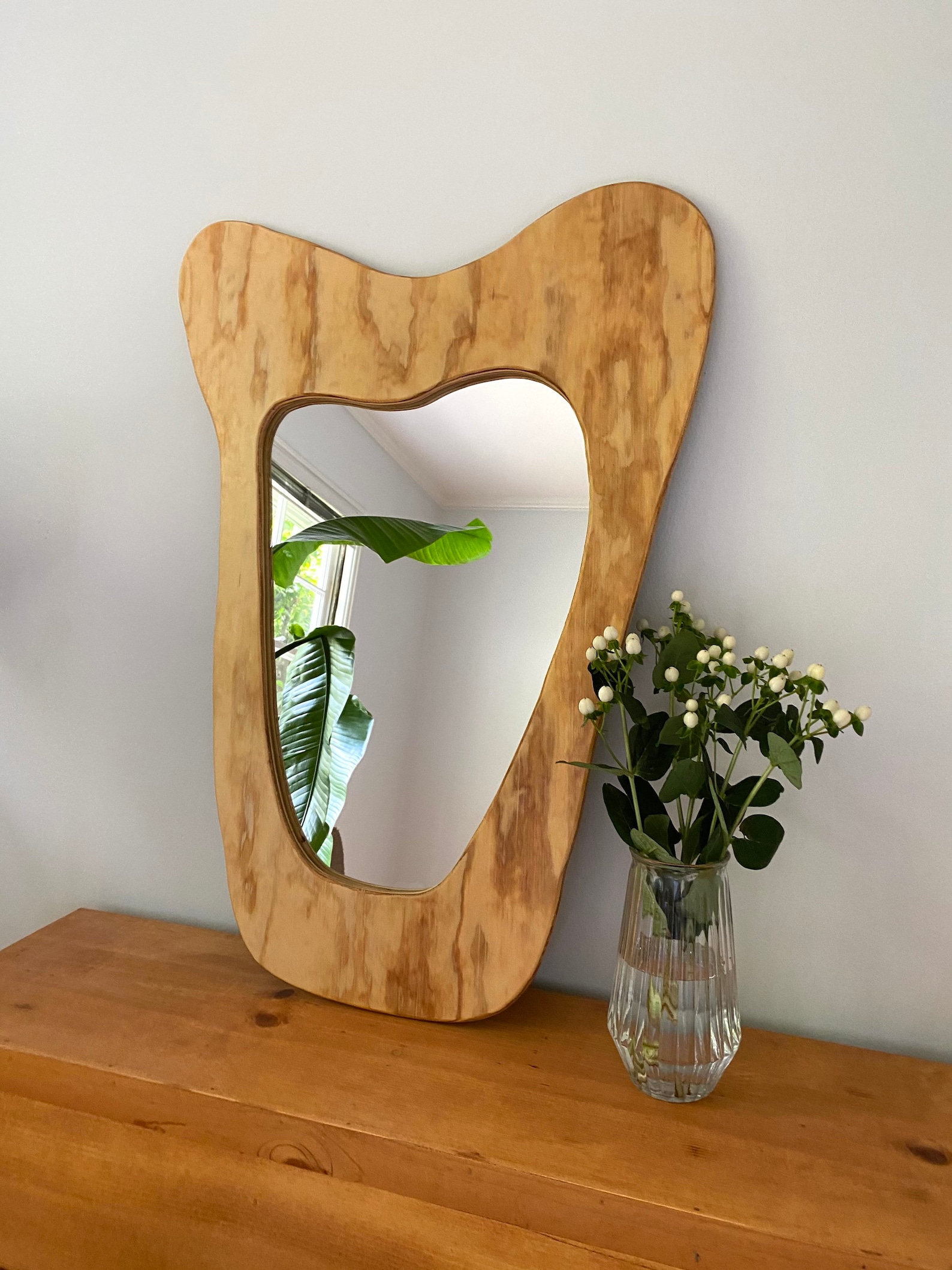 Midcentury Asymmetrical Wood Framed Mirror Etsy