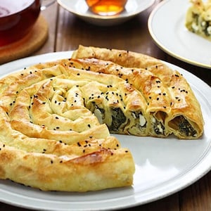 Spinach and Feta Cheese Borek Turkish Savory Pie Traditional Mediterranean Food