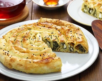 Spinach and Feta Cheese Borek Turkish Savory Pie Traditional Mediterranean Food