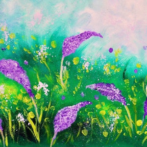 Modern Floral Abstract Painting, Blooming Flowers Painting, purple flowers Painting, Flowers Oil painting, Wall Art on Canvas