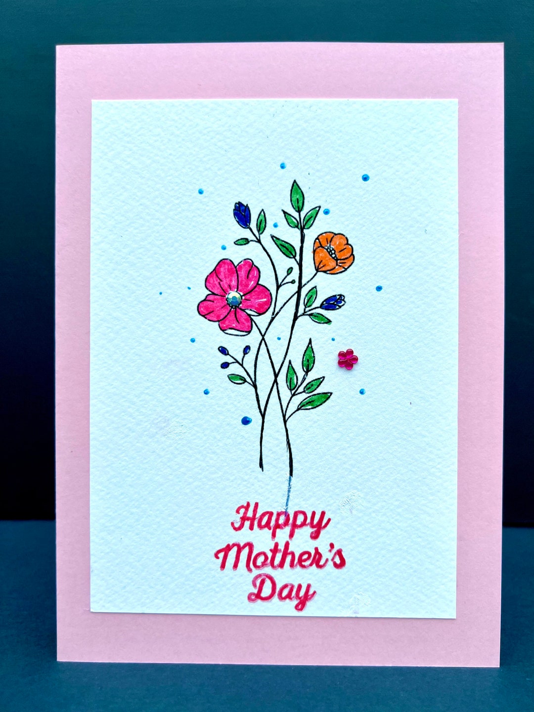 Hand Painted Watercolour Floral Card, Mothers Day Card, Flower Handmade ...