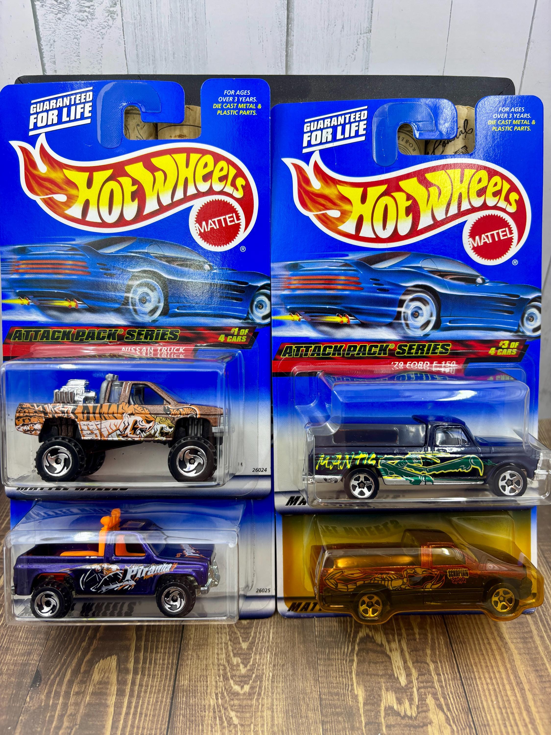 Hot Wheels 2000 Attack Pack Series (4 Pickup Trucks) - Vintage NOS