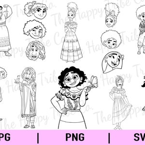 Encanto Characters SVG, Mega Bundle, Madrigal, Coloring Pages, Encanto Decal, Encanto Sublimation, We Don&#39;t Talk About Bruno, Luisa, Bruno