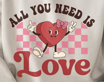 All you need is love svg, Valentine Shirt, Happy Valentine's Day, Love svg, Heart svg, Retro svg, dxf, png, eps, svg files for cricut