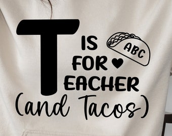T is for Teacher svg, Teacher Appreciation svg, Teacher svg, Teacher Gift svg, Back to School svg, T is for Taco svg, svg files for cricut