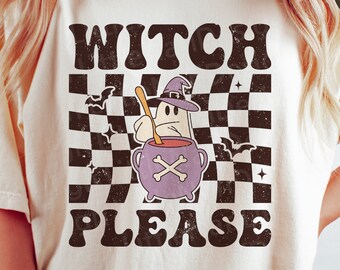 Witch Please svg, Ghost svg, Halloween svg, Retro svg, Witch Hat svg, Funny Halloween png, svg file for cricut