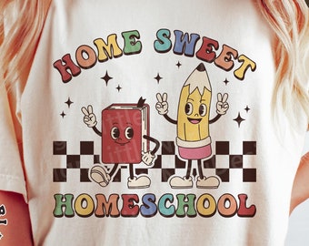 Home Sweet Homeschool svg, First Day of School svg, Back to School svg, Retro svg, Kids Shirt, dxf, png, eps, svg files for cricut
