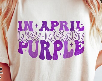 In April We Wear Purple svg, Military Kids svg, Purple Up svg, Retro svg, Proud Of Military Children, dxf, png, eps, svg files for cricut