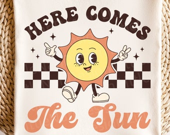 Here Comes The Sun svg, Beach Shirt svg, Vacation shirt svg, Sunset svg, Kid Shirt Design, Retro svg, dxf, png, eps, svg files for cricut
