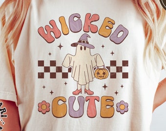Wicked Cute svg, Halloween shirt, Ghost svg, Spooky Season svg, Retro svg, Witch svg, dxf, png, eps, svg files for cricut