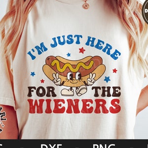 Solo estoy aquí para los Wieners svg, America svg, 4 de julio svg, Retro svg, Hot Dog svg, Patriotic svg, dxf, png, eps, archivos svg para cricut