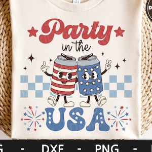 Party in the USA svg, America svg, 4 de julio svg, Retro Character svg, Memorial day svg, dxf, png, eps, archivos svg para cricut