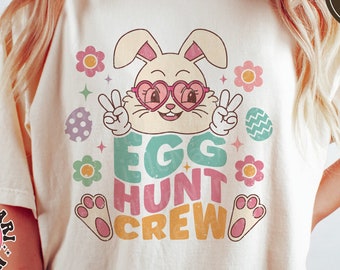 Egg Hunt Crew svg, Happy Easter svg, Retro svg, Easter shirt, Bunny svg, Girl shirt, dxf, png, eps, svg files for cricut