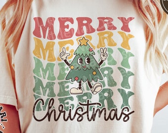 Feliz Navidad svg, Retro svg, Navidad divertida svg, Árbol de Navidad svg, Camisa de Navidad, Vacaciones svg, dxf, png, eps, archivos svg para cricut