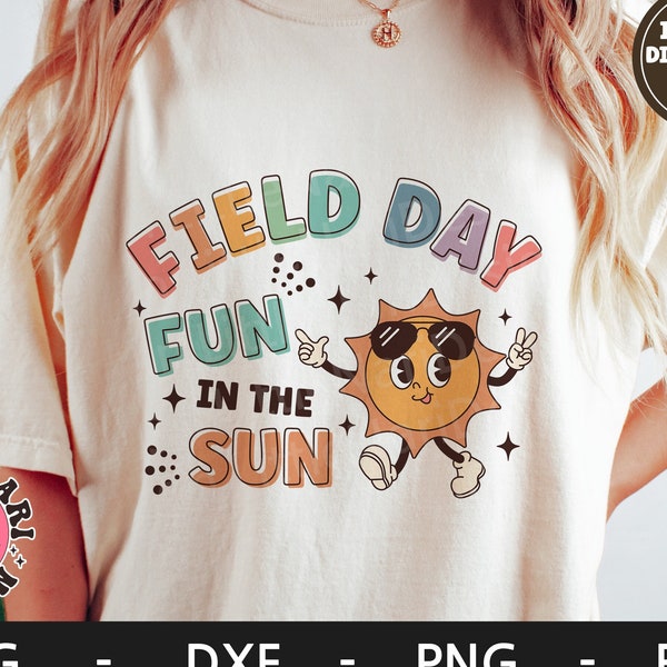 Field Day Fun In The Sun svg,  Field Day svg, Sun svg, ,Sunglasses svg, Game day svg, Retro svg, dxf, png, eps, svg files for cricut