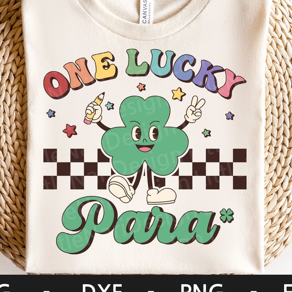 One Lucky Para svg, St Patrick Day svg, Shamrock svg, St Patrick's svg, Retro Clover svg, dxf, png, eps, svg files for cricut