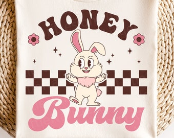 Honey Bunny svg, Easter Shirt, Funny Easter, Retro Bunny svg, Rabbit, Kid Easter, Shirt Design, dxf, png, eps, svg files for cricut