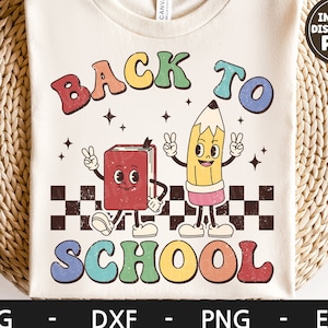 Back to school svg, Book svg, Pencil svg, Teacher shirt svg, Kids shirt, Retro svg, dxf, png, eps, svg files for cricut