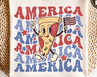 America svg, 4th of july svg, Pizza Cartoon Character svg, 4th of july shirt, Retro Character, dxf, png, eps, svg files for cricut
