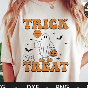 Trick or Treat svg, Camisa de Halloween, Retro svg, Ghost svg, Spooky svg,, Otoño svg, dxf, png, eps, archivos svg para cricut
