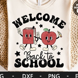 Willkommen zurück in der Schule svg, Erster Tag der Schule svg, zurück in die Schule svg, Retro, Apple, Lehrer Shirt, Dxf, Png, Eps, svg-Dateien für Cricut