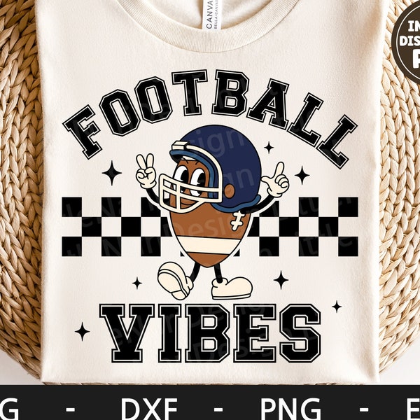 Football Vibes svg, Football Season svg, Retro svg, Football Character, Game day svg, dxf, png, eps, svg files for cricut