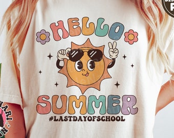 Hello Summer svg, Last Day Of School svg, Beach Shirt, Vacation Shirt svg, Holiday svg, Retro svg, dxf, png, eps, svg files for cricut