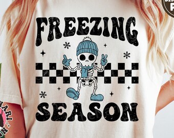 Freezing Season svg, Funny Christmas Shirt, Holiday svg, Winter svg, Skeleton svg, Retro svg, dxf, png, eps, svg files for cricut