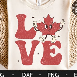Canadá svg, Love svg, Canada Day svg, Retro svg, Maple Leaf svg, Camisa canadiense, dxf, png, eps, archivos svg para cricut