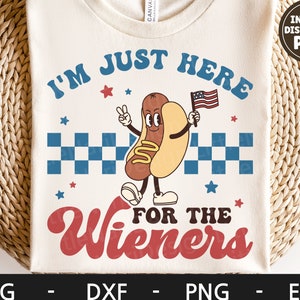 Estoy aquí para The Wieners svg, America svg, 4 de julio svg, Hotdog Cartoon Character, Retro svg, dxf, png, eps, archivos svg para cricut
