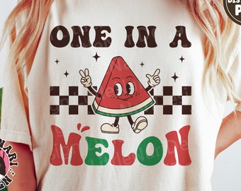 One In A Melon svg, Beach Shirt svg, Vacation shirt svg, Watermelon svg, Kids Shirt Design, Retro svg, dxf, png, eps, svg files for cricut